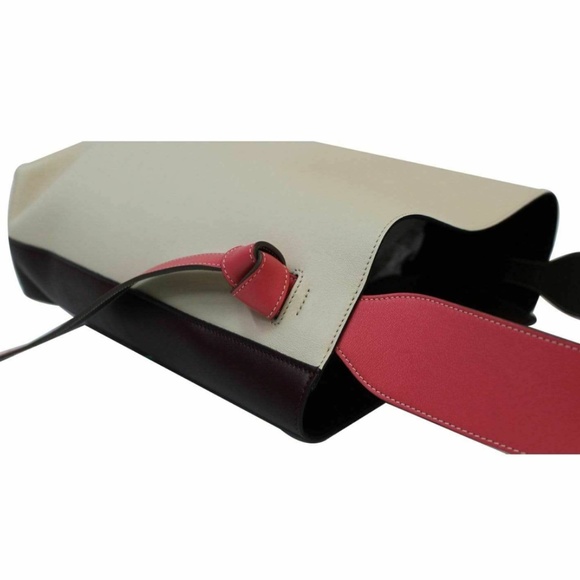 NEW Phoebe Celine Twisted Cabas Tote in Burgundy and Cream - Picture 5 of 12